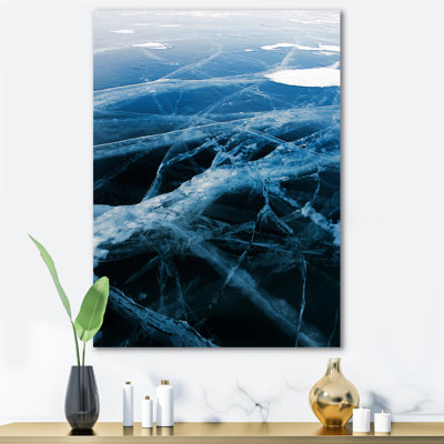 Structure de glace bleue et blanche II - peinture sur toile