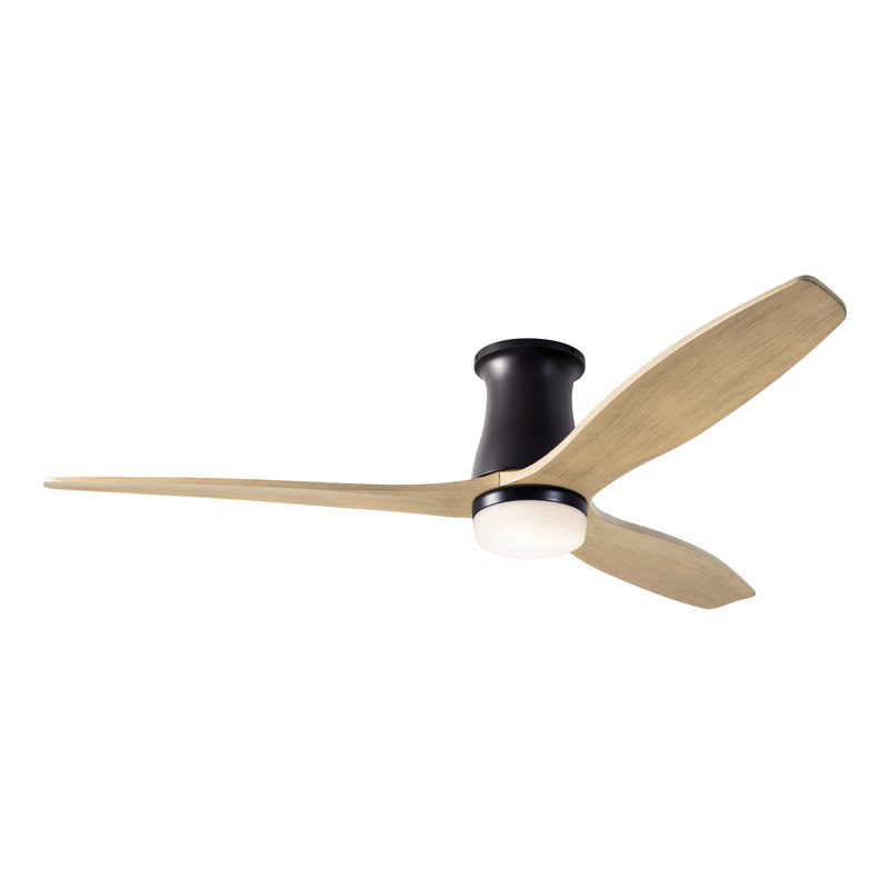 Arbor LED Flush Mount Ceiling Fan, Wall Control, Dark Bronze, Maple