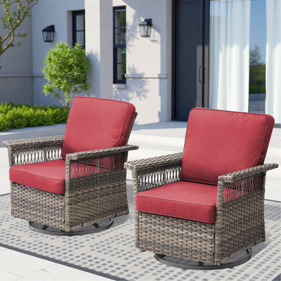 Ensemble de chaises berçantes pivotantes 2 pièces avec accoudoirs de 5 pouces et coussin épais