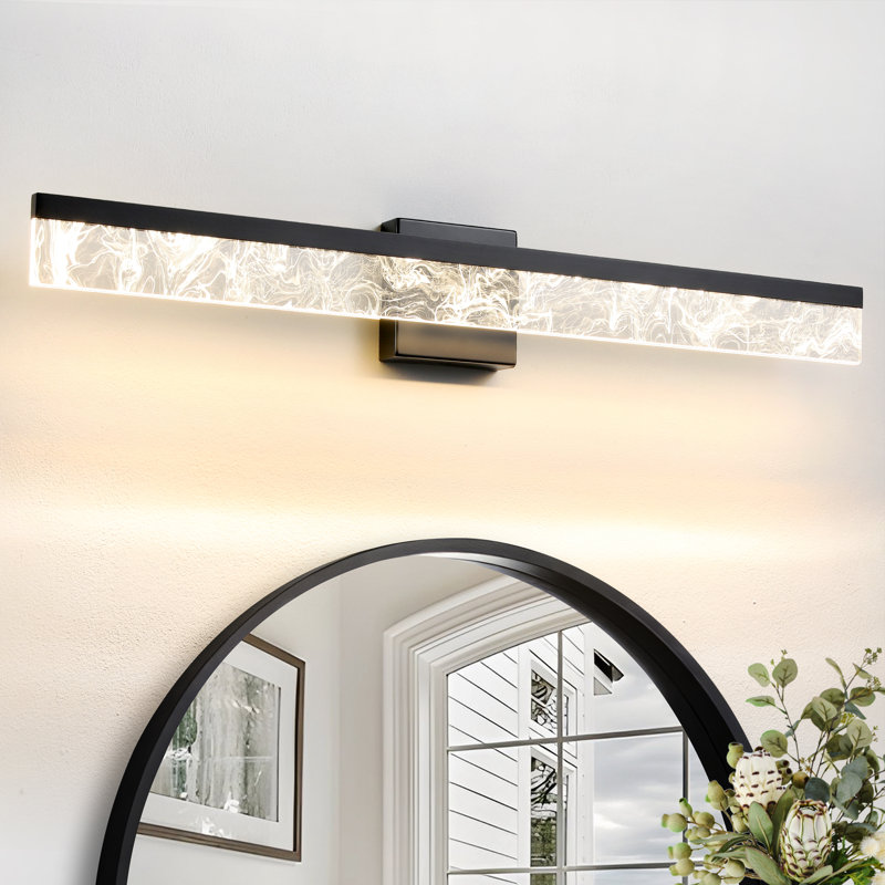 Barre d'éclairage de salle de bain à intensité variable 1 lumière DEL 24 W Morlon 32 po, Noir mat, 4.72" H x 32" W x 3.23" D