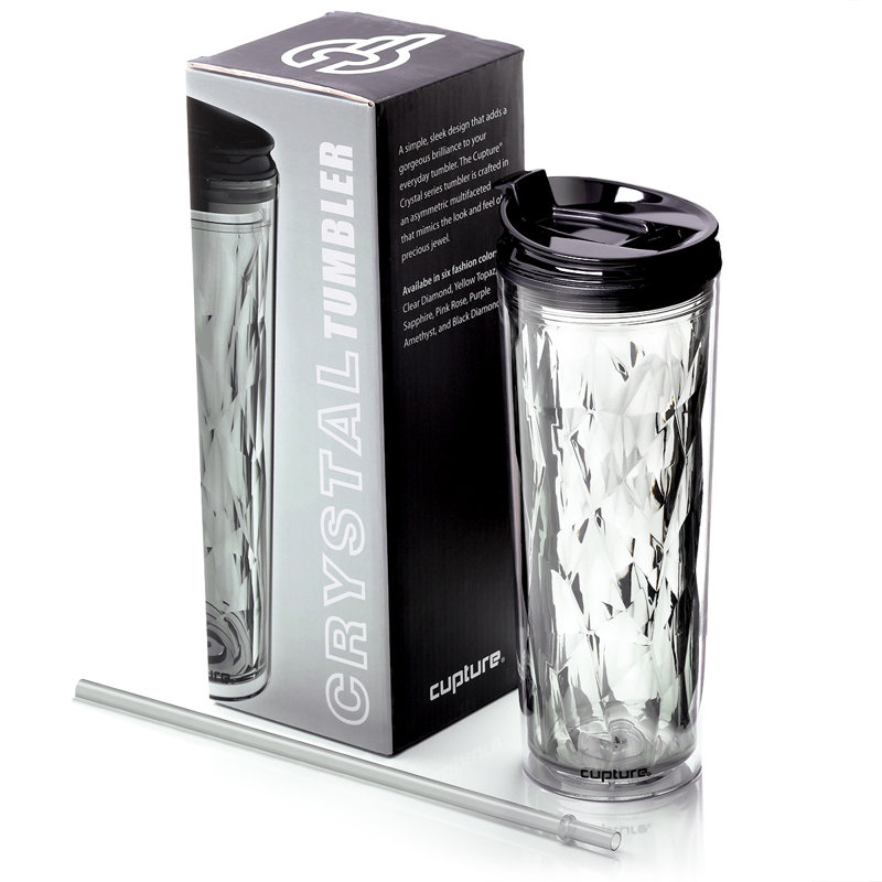 Gobelet de voyage en plastique 22 onces crystal click and, Diamant noir