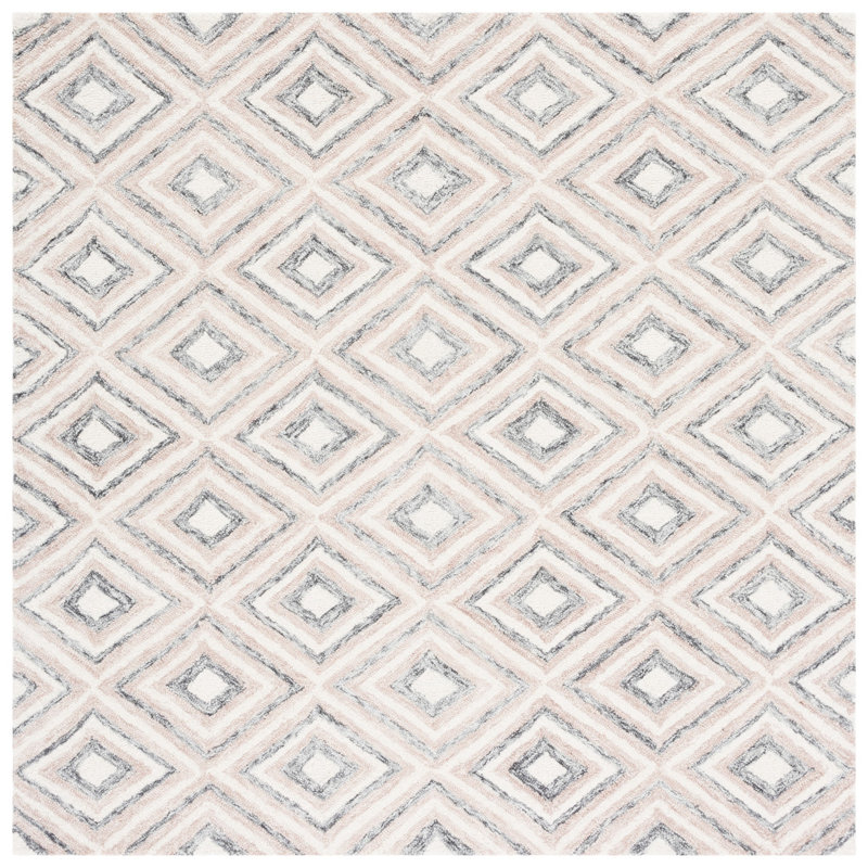 Vedika Hand Tufted Wool Geometric Rug, Square 5'