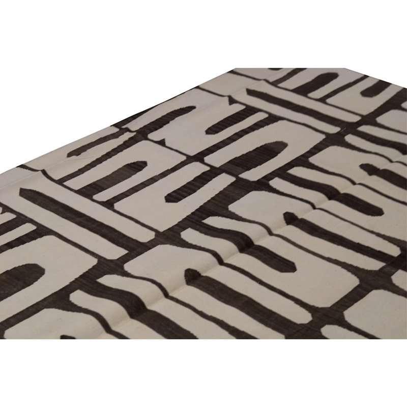 Flatweave Wool Ikat Area Rug in Espresso