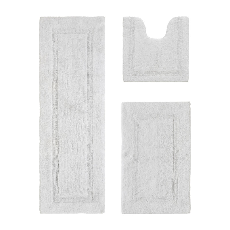 Annerose Premium 100% Cotton 3 Piece Bath Rug Sets, Machine Washable, Super Absorbent & Tufted Weave Reversible Bath Mat for Bathroom, Shower, and Tub, Oeko-Tex Certified Bathroom Rugs