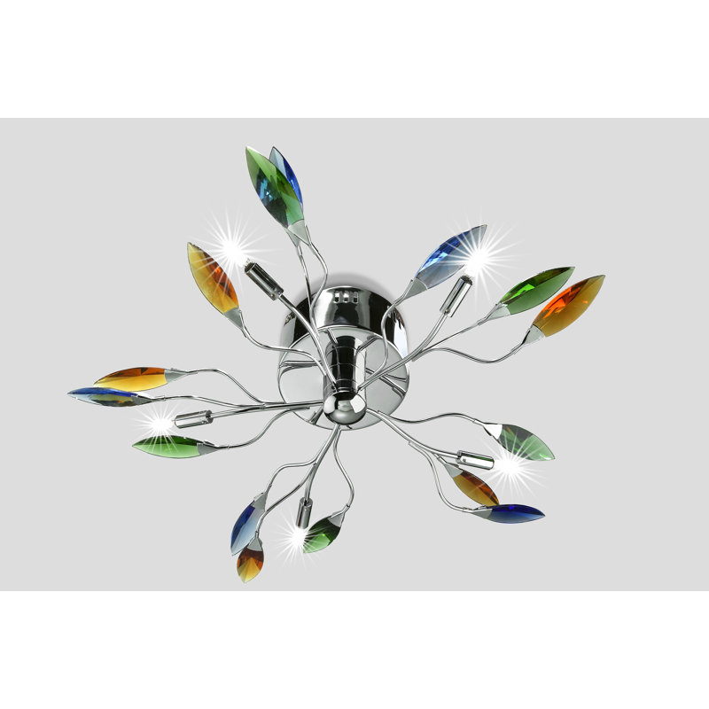 Crystal Semi Flush Mount, Amber, blue and green