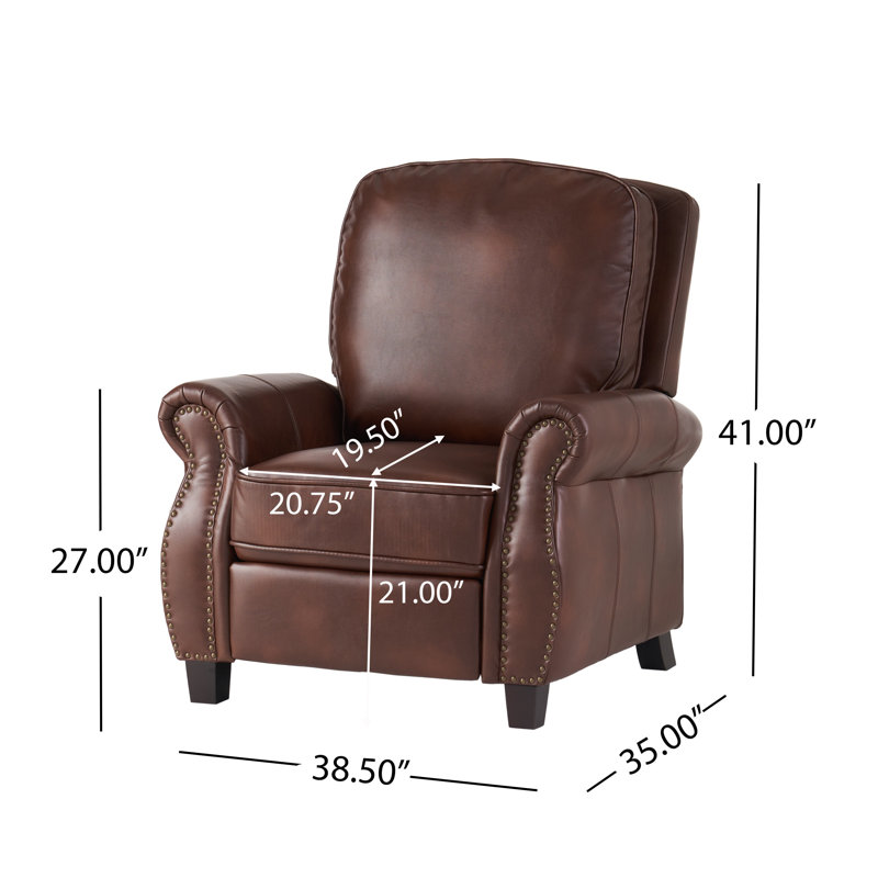 Fauteuil inclinable classique en cuir de polyuréthane avec garniture cloutée Neville Brown