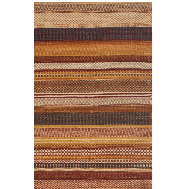 Tapis rayé en laine tissé à la main Carper, Carré 7 pi