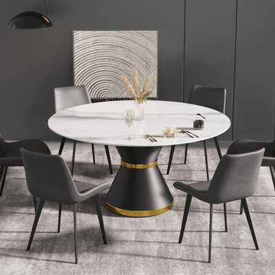 Table de salle à manger ronde en pierre pour salon moderne, maison