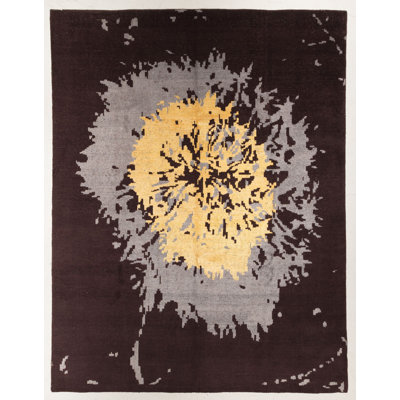 Handmade Cotton and Silk Abstract Area Rug