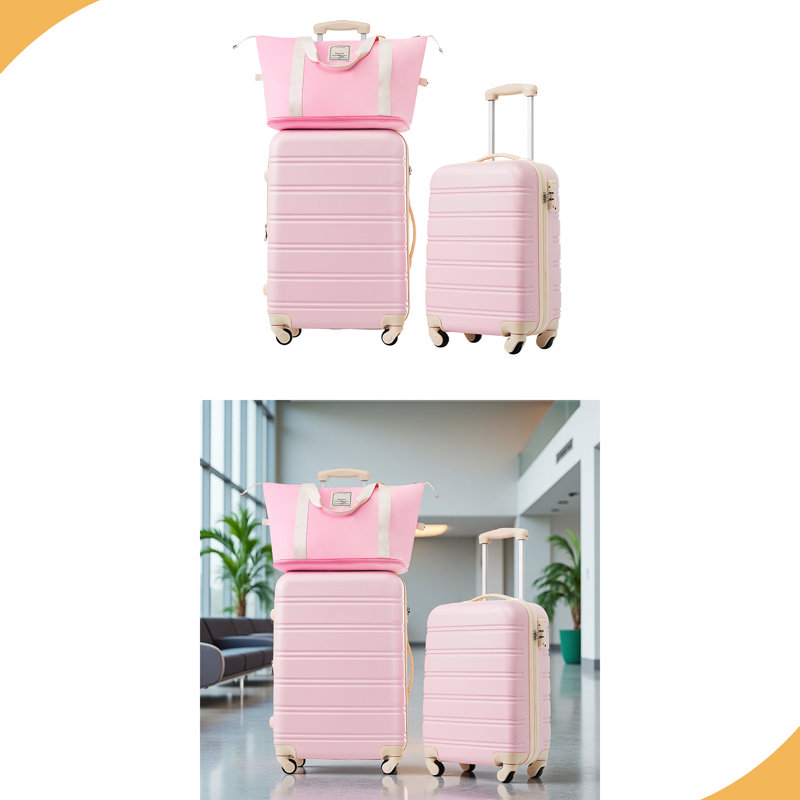 Valise Hardshell 2 pièces + valise à roulettes avec serrure TSA