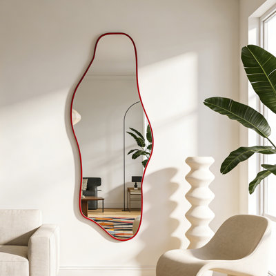Miroir mural asymétrique moderne, miroir décoratif irrégulier sans cadre, 60 po x 24 po