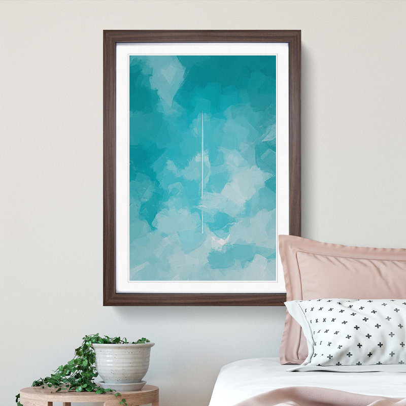 Aeroplane Trail Through the Clouds in Abstract - Picture Frame Graphic Art Print, 48cm H x 36cm W x 2cm D, Walnut Framed