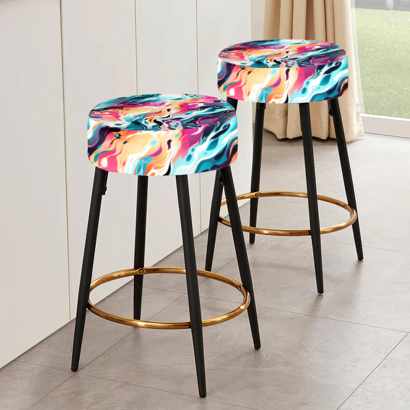 Mystic Aura Multicolor Mirage - Abstract Bar Stools Set Of 2