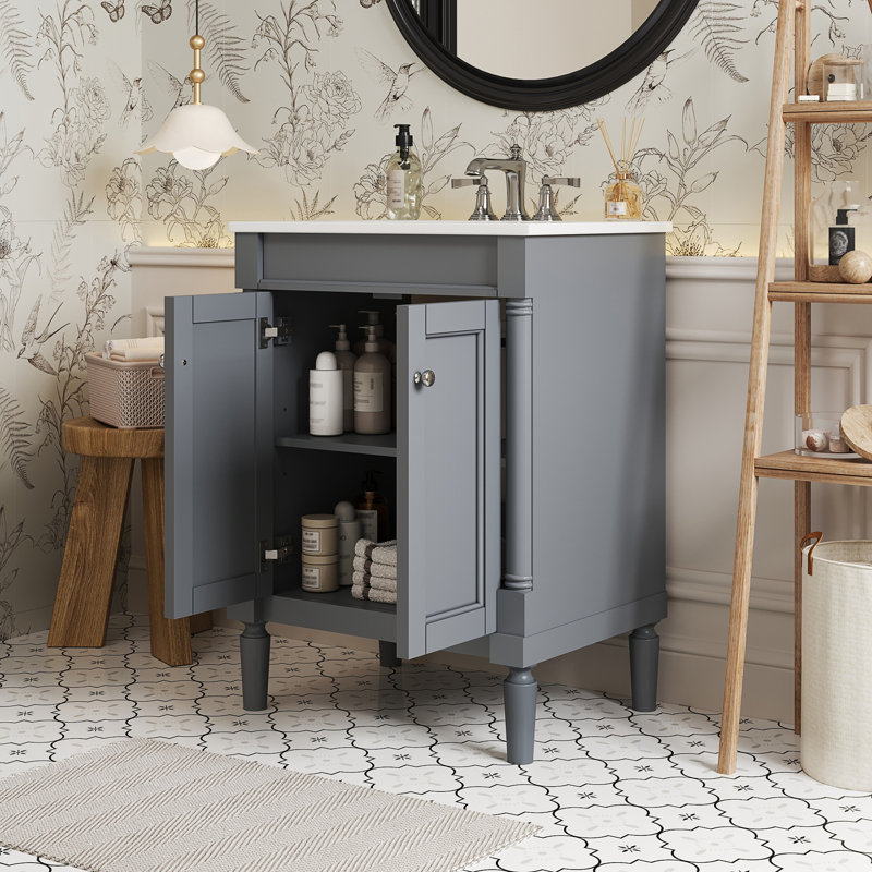 Meuble-lavabo 24 po avec lavabo supérieur, Gris