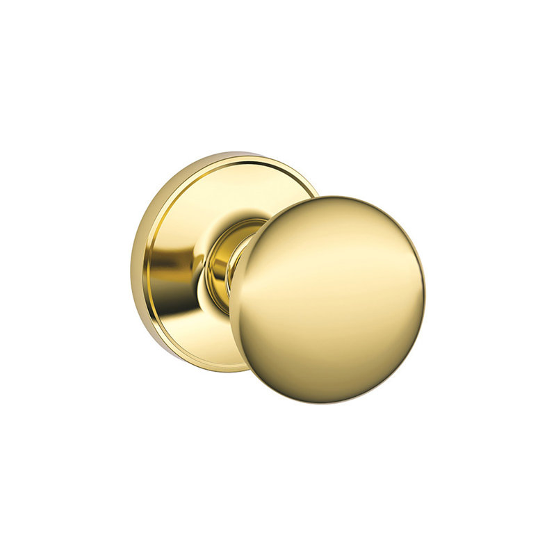 Stratus Knob Hall and Closet Lock, Bright Brass