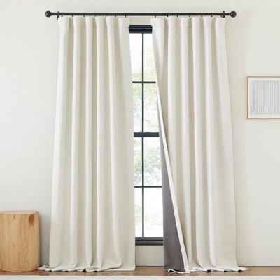 NICETOWN Thick Linen 100% Blackout Curtains 2 Panels, Pinch Pleated Room Darkening Thermal Curtains Sound Reducing Window Treatments for Bedroom/Living Room