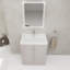 Meuble-lavabo autoportant avec lavabo en résine blanche et 2 portes d'armoire à fermeture en douceur (emballage KD)-1571843576-1571843578