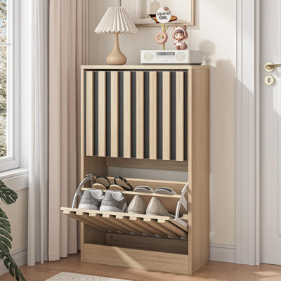 8 Pair Solid Wood Shoe Storage Cabinet