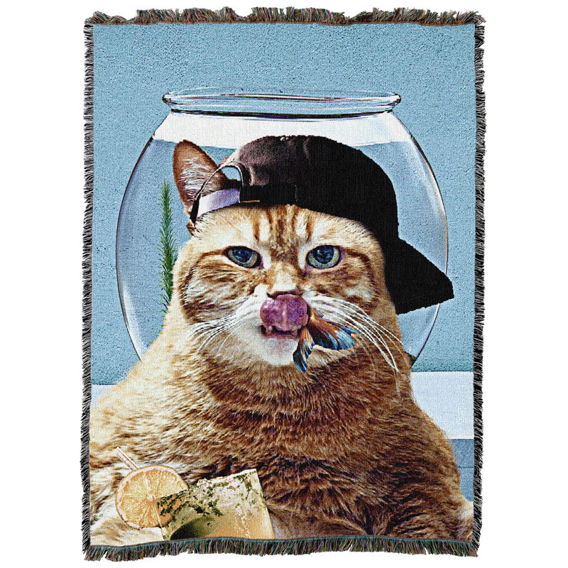 Pure Country Weavers Cat Eating Blanket by James Booker - Cat Lover Gift Tapestry Throw Woven from Cotton - Made in The USA (72x54)