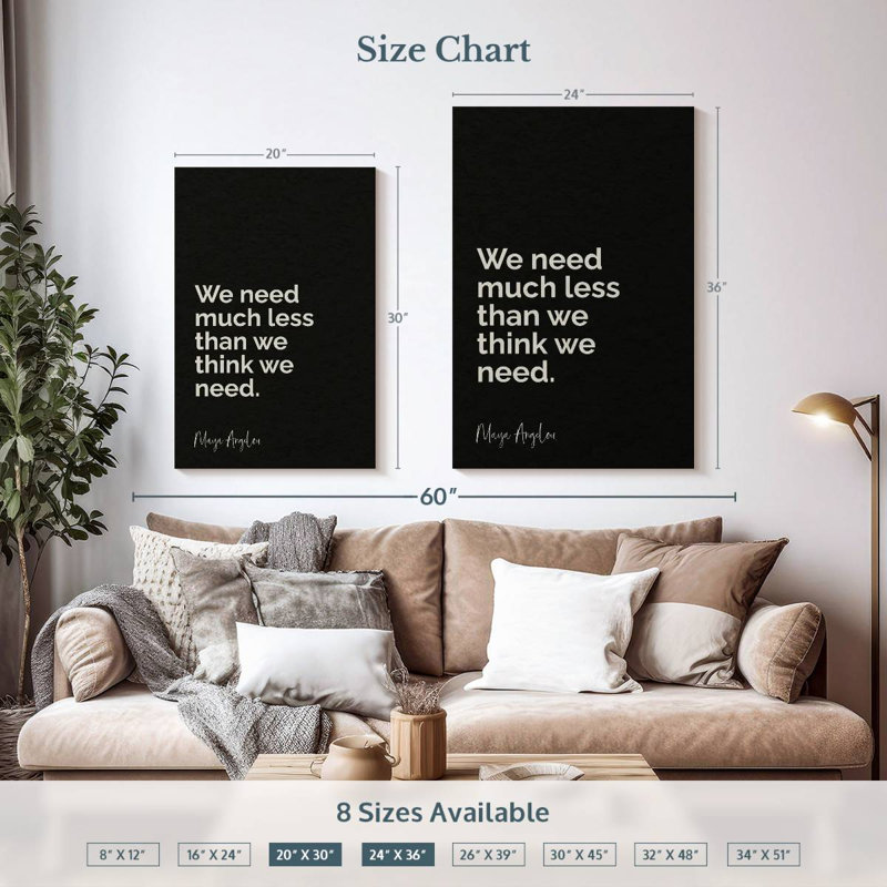 We Need Less Quote, 36" H x 24" W