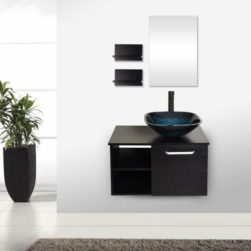 Lavabo de salle de bain ovale en verre martelé à la main avec robinet Nicklo