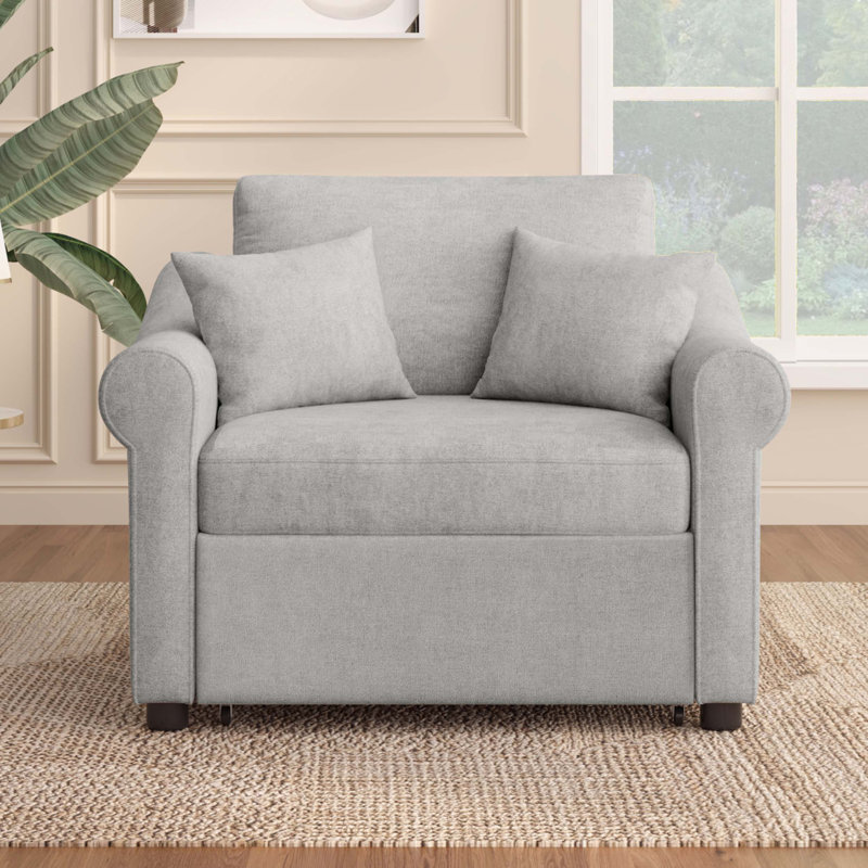Fauteuil convertible en chenille avec dossier réglable, Gris