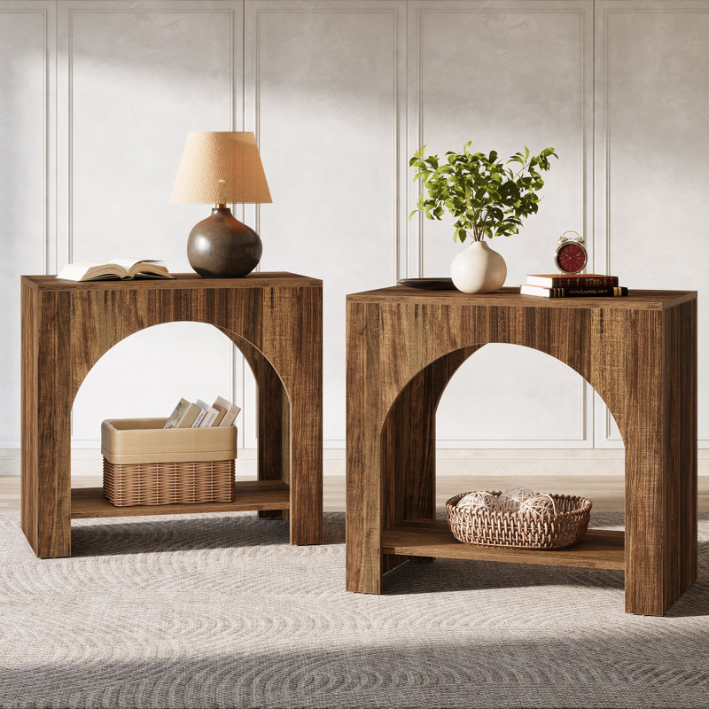 Set Of 2 Nightstand, Rustic Brown
