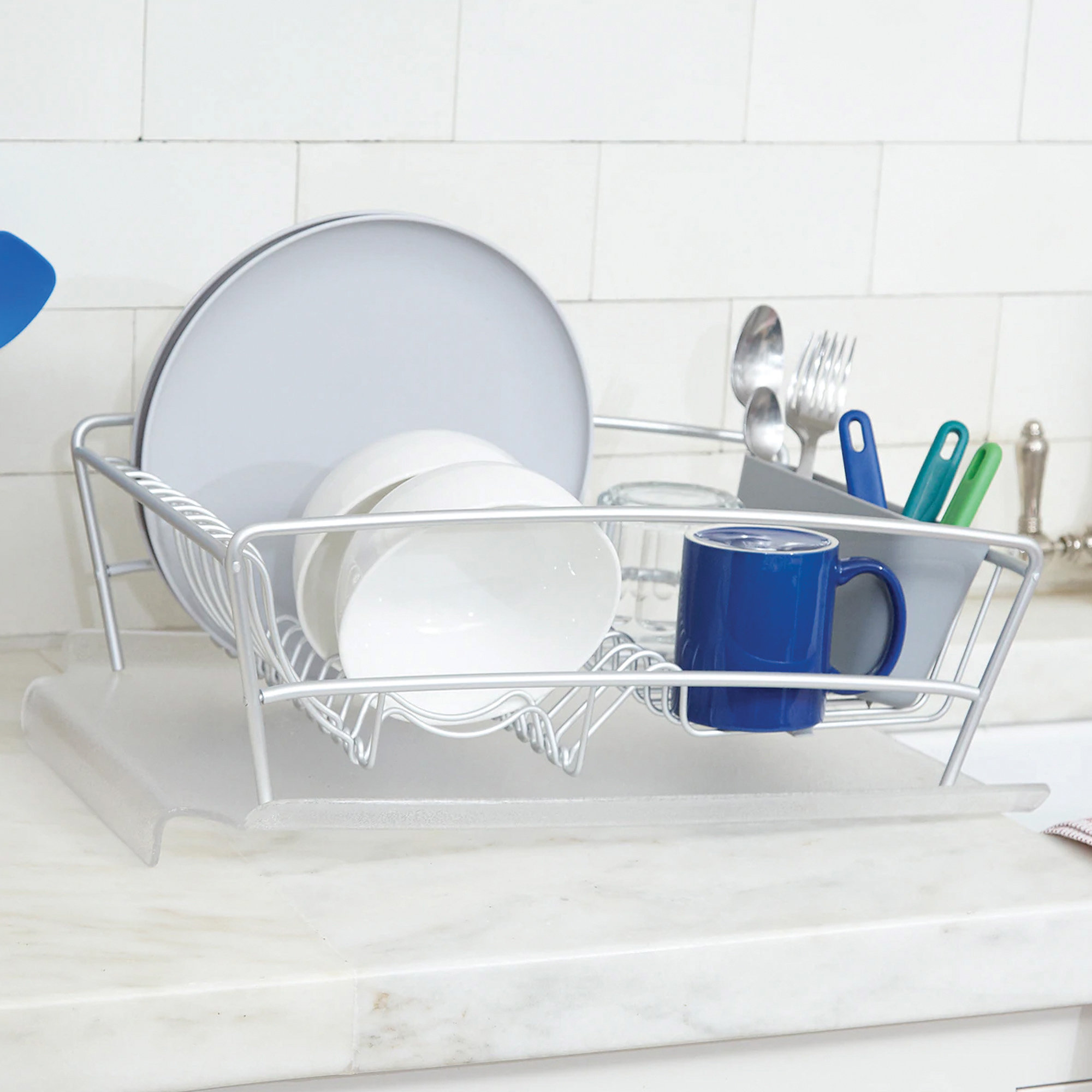 Dual Purpose Slanted Drain and Cutting Board Acrylic Dish Rack