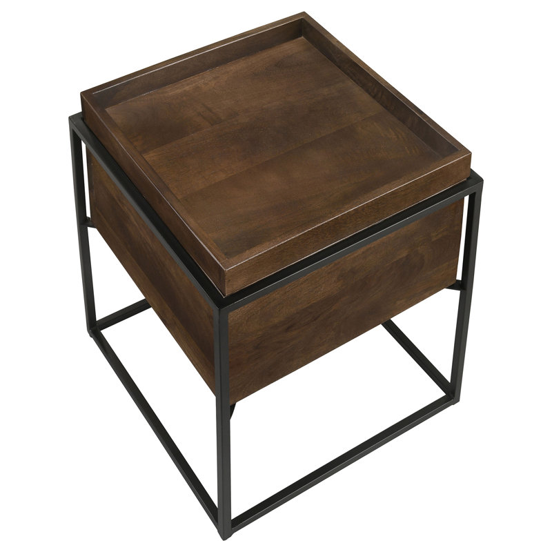 Square Accent Side Table Removable Tray