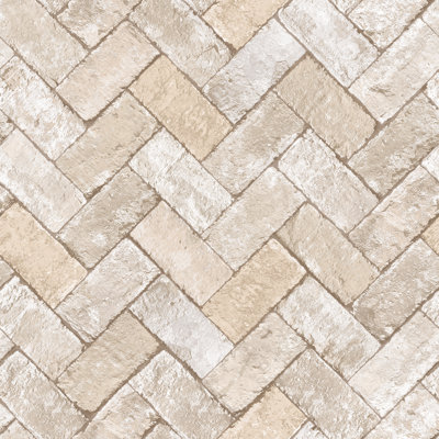 Just Kitchens Brick Herringbone Design 33' L x 21" W Wallpaper Roll