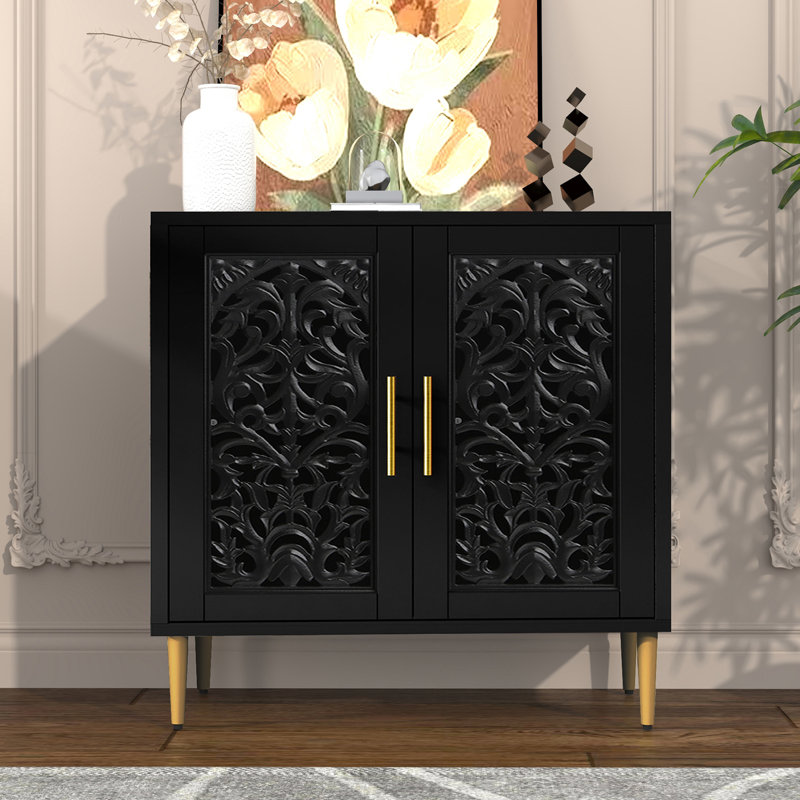 Buffet 31,4 "sculpté, noir, Noir