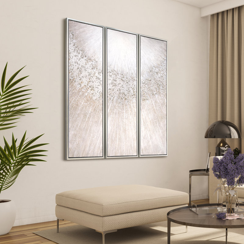 Art mural sur toile encadré avec feuille d'argent