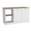 Îlot de cuisine Juniper avec grande surface supérieure, armoire à deux portes et tablettes ouvertes noir / marbre Ibiza-224858746