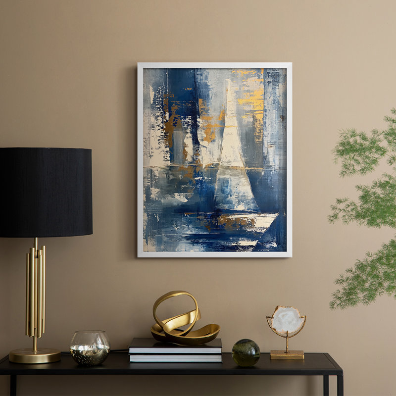 Série NAUTICAL CCI - reproduction encadrée de qualité supérieure - prête à être accrochée - aucun clou requis, Blanc