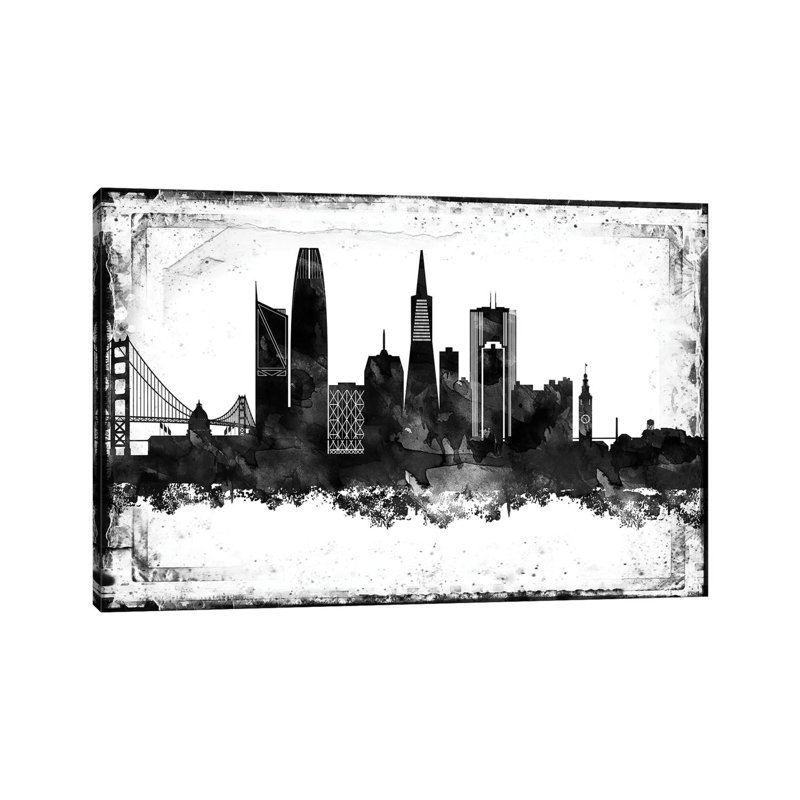 San Francisco Skylines - Wrapped Canvas Painting, 66.04cm H x 101.6cm W x 1.91cm D