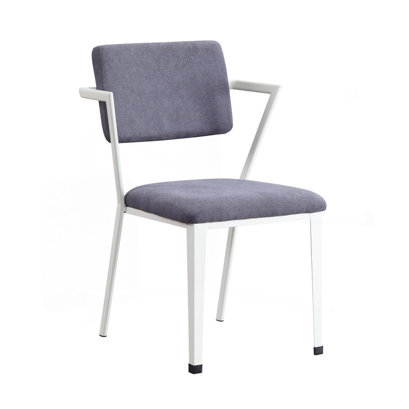 Chaise de bureau en tissu gris et finition blanche, Blanc