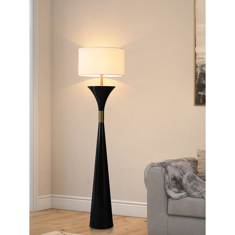 Lampe sur pied en fer et en tissu de style italien, Noir