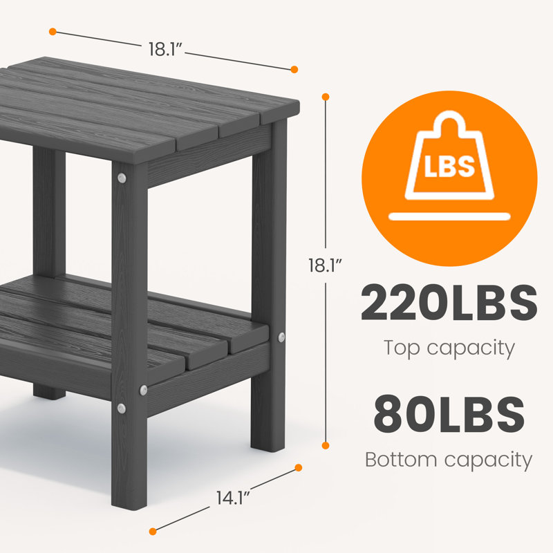 Wolak Double-Tier Patio Table Side Table, Grey