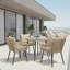 Ensemble de table de salle à manger 5 pièces en rotin et osier tressé avec trou pour parasol et coussins beiges-417713685