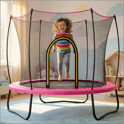 Trampoline With Galvanized Frame, No-Gap Safety Net, And UV-Resistant Cover For Outdoor Family Fun