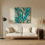 Abstrait floral bleu 69, art mural en métal-208022101