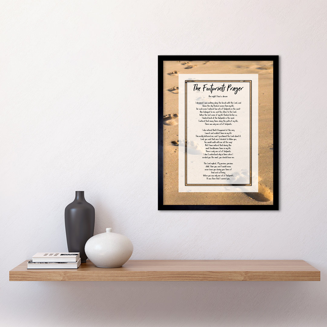 Jesus Lord Footprints In The Sand Poem Inspirational - Single Picture Frame Print