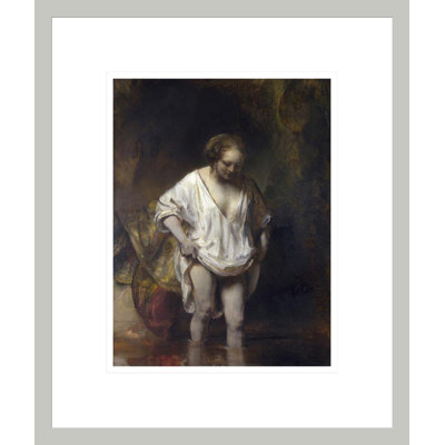 «Woman Bathing in a Stream» par Rembrandt van Rijn - Reproduction giclée encadrée