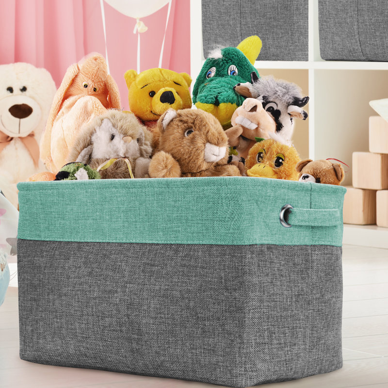 Sorbus Fabric Cubby Organizer with Handles, Teal