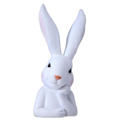 Resin Flocked Easter Bunny Bust 15" -white