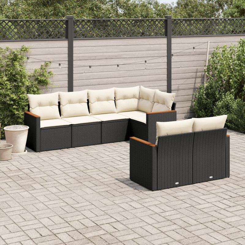 Ensemble de canapé de jardin en rotin PE noir 7 pièces Vidaxl