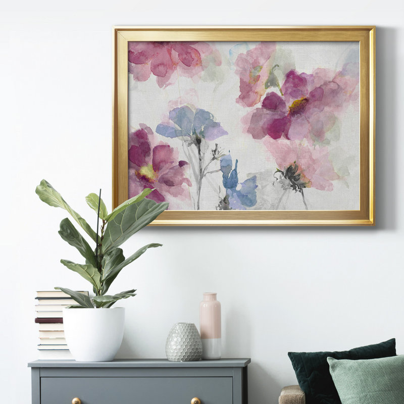 Prairie Wildflowers - Peinture sur toile encadrée, Cadre doré, H 26,5 po x l 36,5 po x P 1 po
