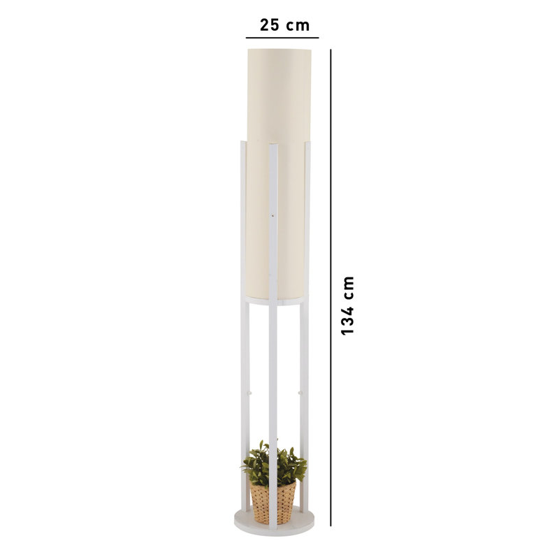 Elegant Floor Lamp with On/Off Switch, White Particle Board Body, 53.1-Inch Total Height, 8.3 x 8.3-Inch Fabric Cap | CE Certified, E27 Socket (Max 40W) | Modern Lighting for Living Room, Bedroom & Office
