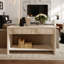 Console de style Mid-Century moderne de 56,71 po en blanc, avec tiroirs antidérapants et garniture pour fonctionnalité dans le vestibule Blanc contemporain avec détails exquis, tablette inférieure étagée, assemblage facile