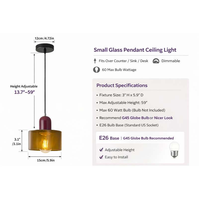 Luminaire suspendu moderne en verre
